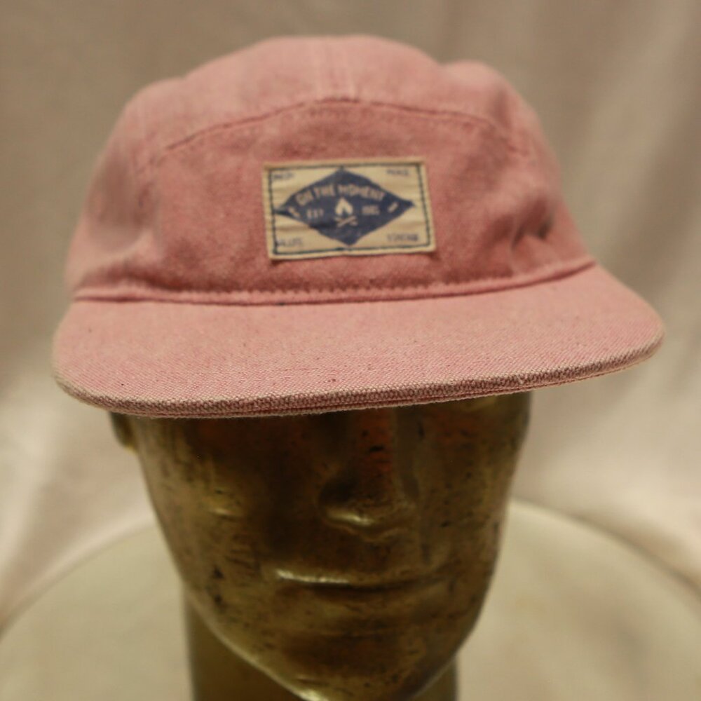 On The Moment Size Free Washed Out Red 100% Cotton Cinch Back 5 Panel Hat